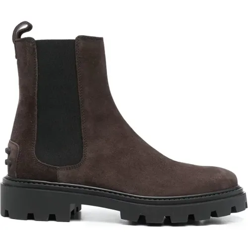 Braune Wildleder Stiefeletten Elastische Sohle - TOD'S - Modalova