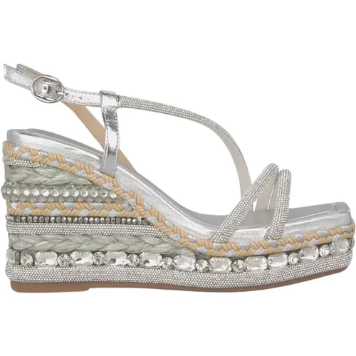 Rhinestone Wedge Sandal Straps , female, Sizes: 7 UK, 4 UK, 6 UK, 8 UK, 3 UK - Alma en Pena - Modalova