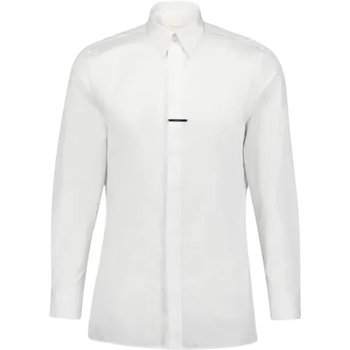 Logo-Plaque Pointed-Collar Cotton Shirt , male, Sizes: XL, M - Givenchy - Modalova