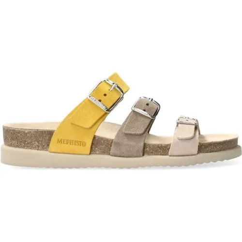 Gelbe Riemen Sandale mit SOFT-air Technologie , Damen, Größe: 35 EU - mephisto - Modalova