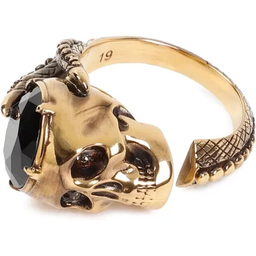 Skull Metallic Ring , male, Sizes: 58 MM - alexander mcqueen - Modalova