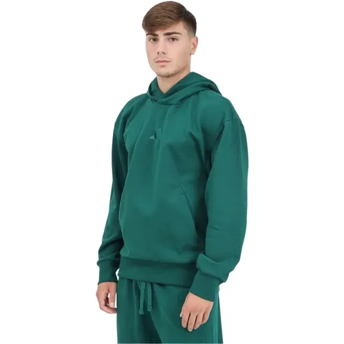 Grüner Fleece-Kapuzenpullover , Herren, Größe: L - Adidas - Modalova