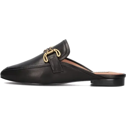 Schwarze Loafers mit Gold Horsebit , Damen, Größe: 37 EU - Bibi Lou - Modalova