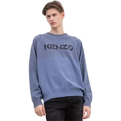 Herren Fleece-Pullover mit zweifarbigem Logo-Print , Herren, Größe: L - Kenzo - Modalova