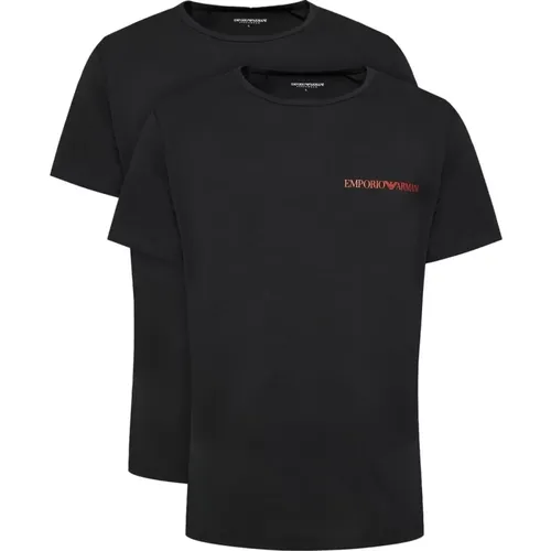 Er-Pack Stretch-Baumwoll-T-Shirts - Schwarz , Herren, Größe: M - Emporio Armani - Modalova