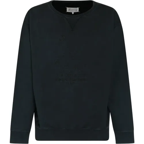 Charcoal Cotton Embroidered Logo Sweatshirt , male, Sizes: M, L - Maison Margiela - Modalova
