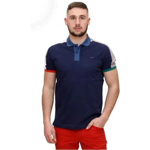 Blaues Polo-Shirt mit Kontrastdetails - Harmont & Blaine - Modalova