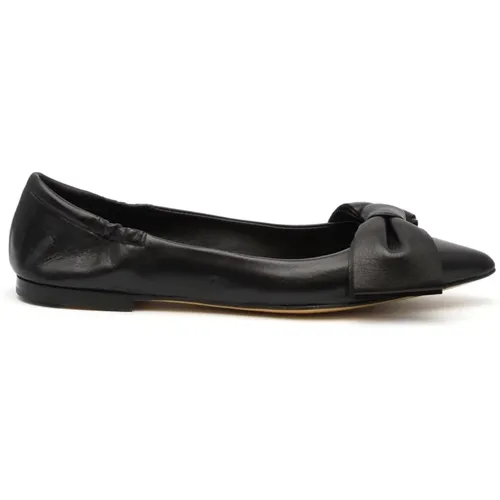 Leather Ballerina Shoe with Bow , female, Sizes: 3 1/2 UK, 5 UK - Pomme D'or - Modalova