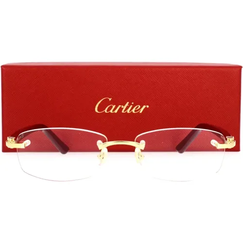 Elegant Rectangular Frame Glasses , unisex, Sizes: 53 MM - Cartier - Modalova