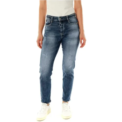 Zerstörte Slim Fit High Waist Jeans , Damen, Größe: W26 - Le Temps Des Cerises - Modalova