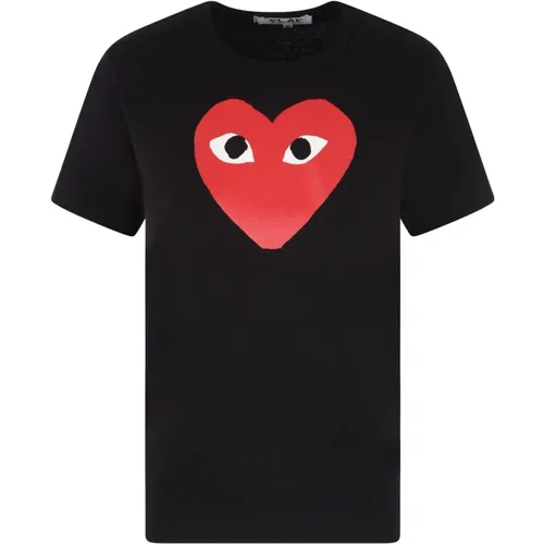 Heart Print T-shirt , female, Sizes: XL, L, M, 2XL - Comme des Garçons Play - Modalova