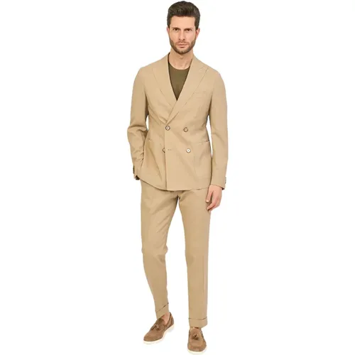 Double-Breasted Wool Business Suit , male, Sizes: L, M - Hugo Boss - Modalova