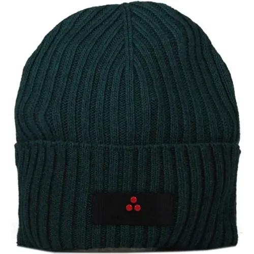 Dark Wool Blend Beanie with Logo Patch , male, Sizes: ONE SIZE - Peuterey - Modalova