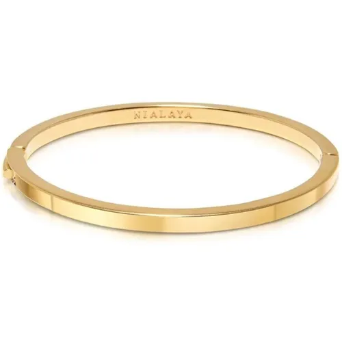 Gold Simplicity Armband Edelstahl , Herren, Größe: L - Nialaya - Modalova
