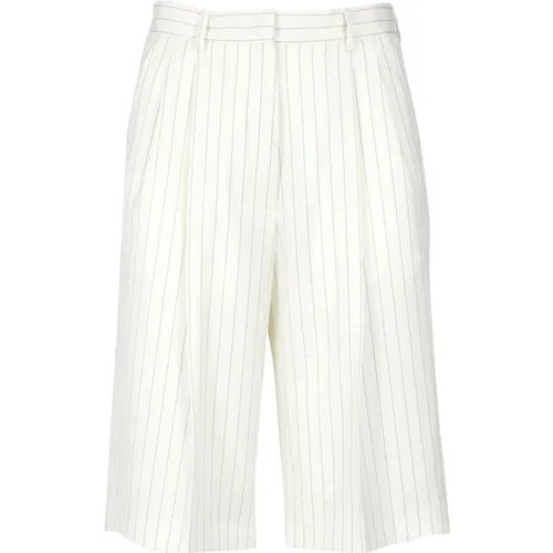 Weiße Shorts mit hoher Taille und Falten - Msgm - Modalova