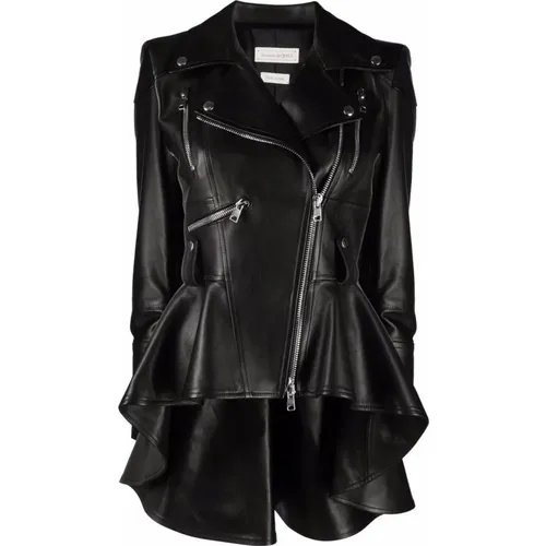 Biker Peplum Coat , female, Sizes: S, XS - alexander mcqueen - Modalova