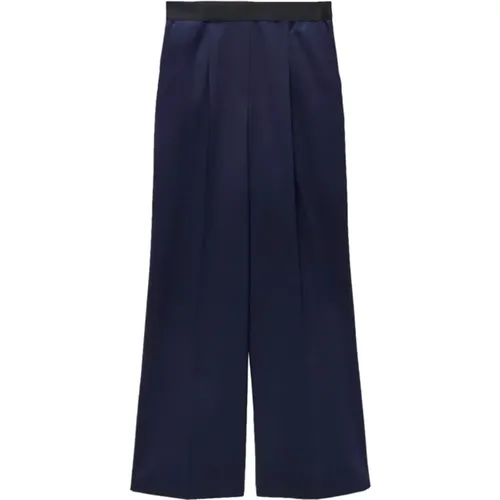 Blaue Wollweite Hosen , Damen, Größe: XS - MSGM - Modalova