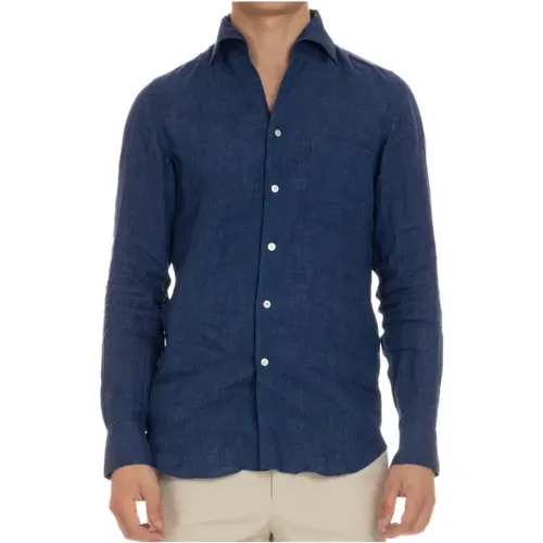 Linen Shirt with Handmade Details , male, Sizes: XL, L, 3XL, 2XL - Finamore - Modalova