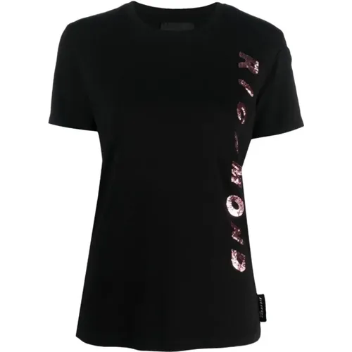T-Shirt mit Kontrastseitendruck , Damen, Größe: S - John Richmond - Modalova