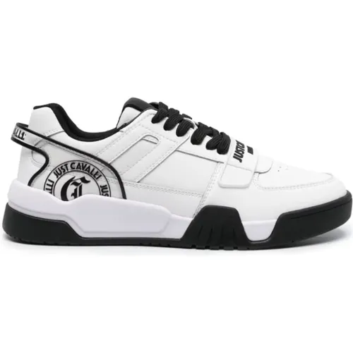 Weiße Sneakers mit Körnigem Leder , Herren, Größe: 44 EU - Just Cavalli - Modalova