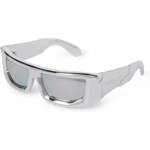 Luxuriöse Rechteckige Sonnenbrille mit Logo - Off White - Modalova