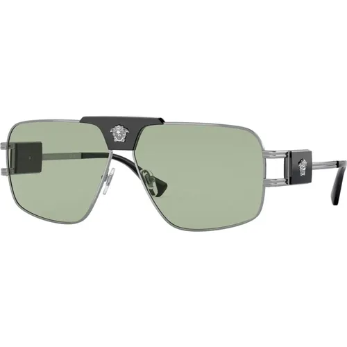 Gunmetal/ Sunglasses,Gold/Grey Silver Mirror Sunglasses,White/Dark Grey Sunglasses - Versace - Modalova