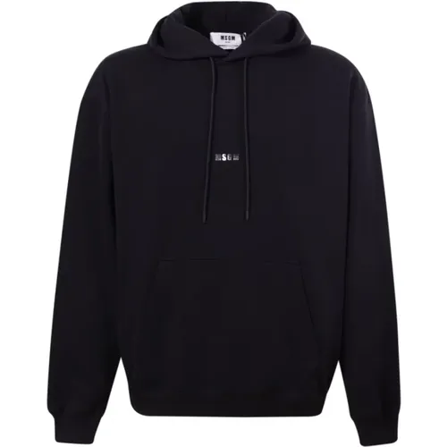 Schwarzer Kapuzenpullover mit Logo , Herren, Größe: L - MSGM - Modalova