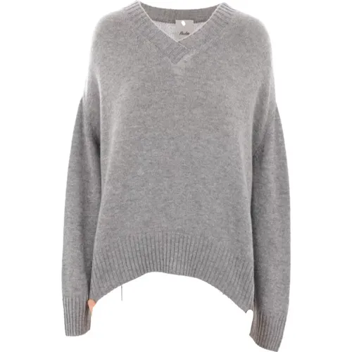 Grauer Cashmere V-Ausschnitt Pullover - allude - Modalova