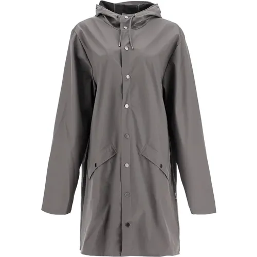 Wasserdichte Lange Regenjacke mit Kapuze , Damen, Größe: M - Rains - Modalova