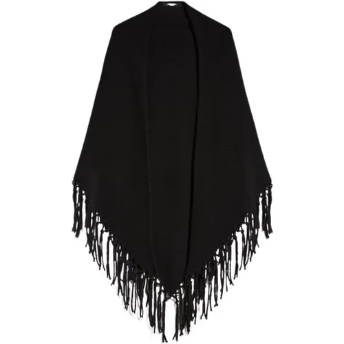 Wool Fringed Triangle Scarf , female, Sizes: ONE SIZE - Max Mara - Modalova