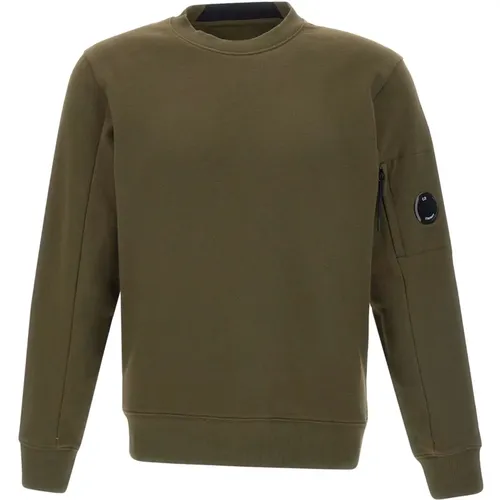Militärgrüner Baumwoll-Sweatshirt mit Logo , Herren, Größe: L - C.P. Company - Modalova