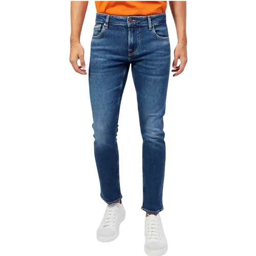 Blaue Skinny Baumwolljeans , Herren, Größe: W31 - Guess - Modalova