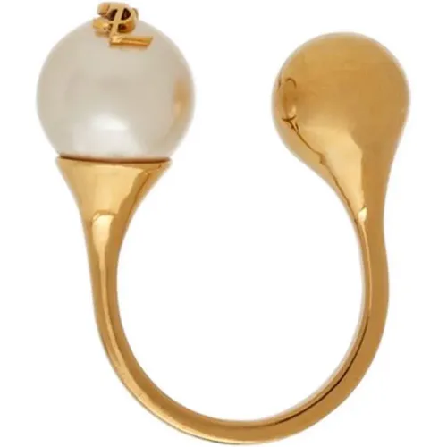 Golden Pearl Cassandre Ball Ring , female, Sizes: 46 MM, 45 MM - Saint Laurent - Modalova