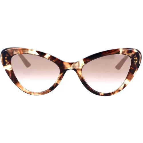Cat-Eye Sunglasses with Havana Frame and Pink Arms , unisex, Sizes: 52 MM - Prada - Modalova