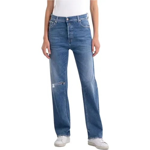 Jaylie High Waist 90`s Straight Jeans , female, Sizes: W26, W27, W28, W29 - Replay - Modalova