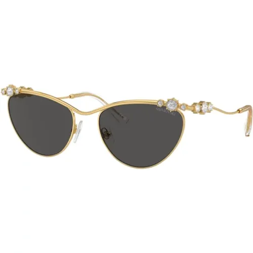 Gold Sunglasses with Original Case , female, Sizes: 58 MM - Swarovski - Modalova