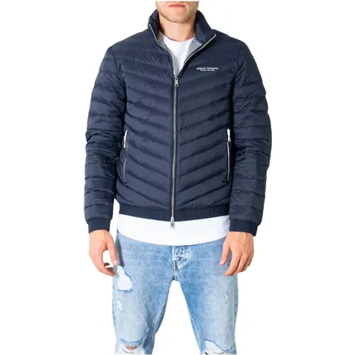 Herren Blauer Blazer mit Reißverschluss , Herren, Größe: L - Armani Exchange - Modalova