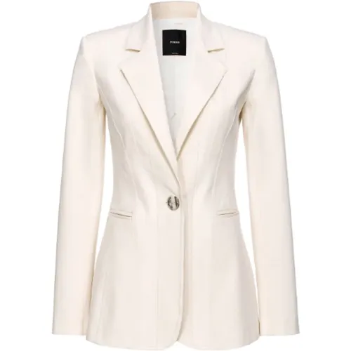 Off-White Cotton Blazer with Exposed Seams , female, Sizes: XS, M, S - pinko - Modalova