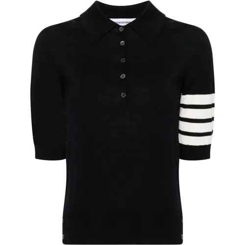 Knit Polo Shirt with Stripes , female, Sizes: S, 2XS - Thom Browne - Modalova