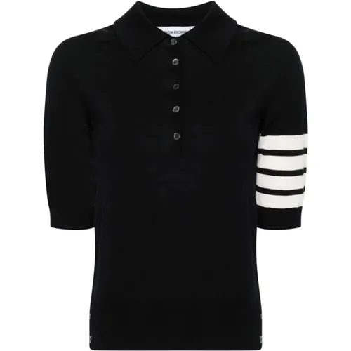 Knit Polo Shirt with Stripes , female, Sizes: XS - Thom Browne - Modalova