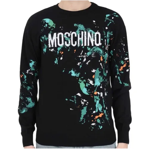 Paint Effect Sweater , male, Sizes: M, L, S, XL - Moschino - Modalova