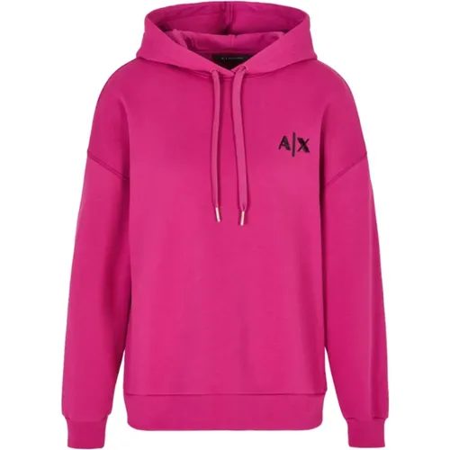 Fuchsia Hooded Sweatshirt Aw24 , female, Sizes: M, XS, S - Armani Exchange - Modalova