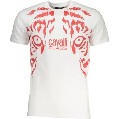 Gedrucktes Logo Rundhals T-Shirt , Herren, Größe: XL - Cavalli Class - Modalova