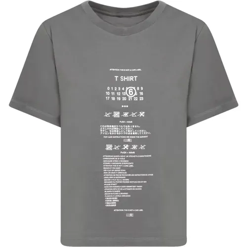 Graue T-Shirts & Polos für Frauen , Damen, Größe: M - MM6 Maison Margiela - Modalova