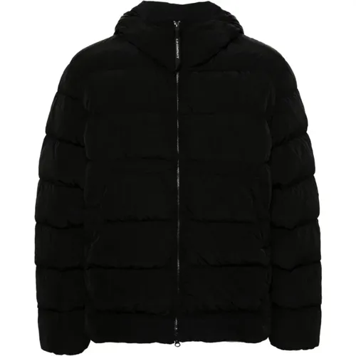 Schwarze Goggle Jacke mit Verstellbarer Kapuze , Herren, Größe: S - C.P. Company - Modalova