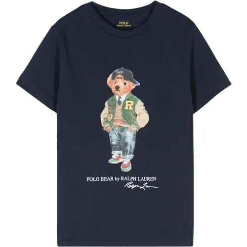 Blaue Bärenmotiv Crew Neck T-shirts - Polo Ralph Lauren - Modalova