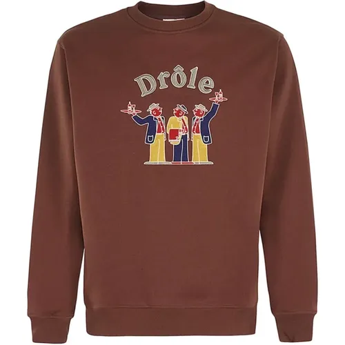 Dunkelbrauner Sweatshirt für Männer , Herren, Größe: M - Drole de Monsieur - Modalova