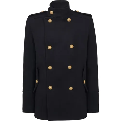 Short Military-Style Coat , male, Sizes: XL, L, M - Balmain - Modalova