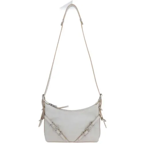 Ivory Hammered Leather Shoulder Bag with Silver Hardware , female, Sizes: ONE SIZE - Givenchy - Modalova