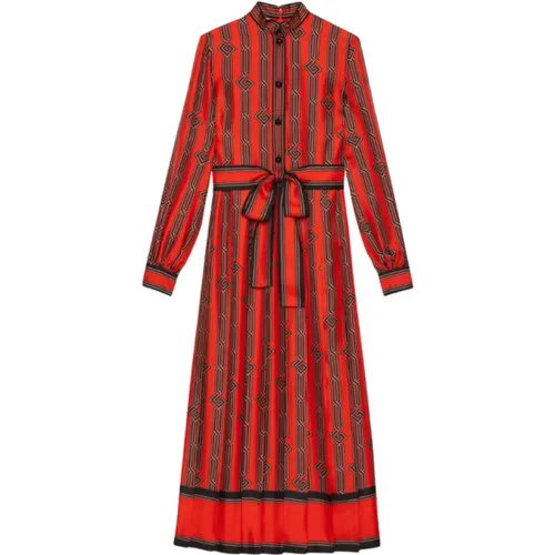 Square G chain print silk dress , female, Sizes: M - Gucci - Modalova